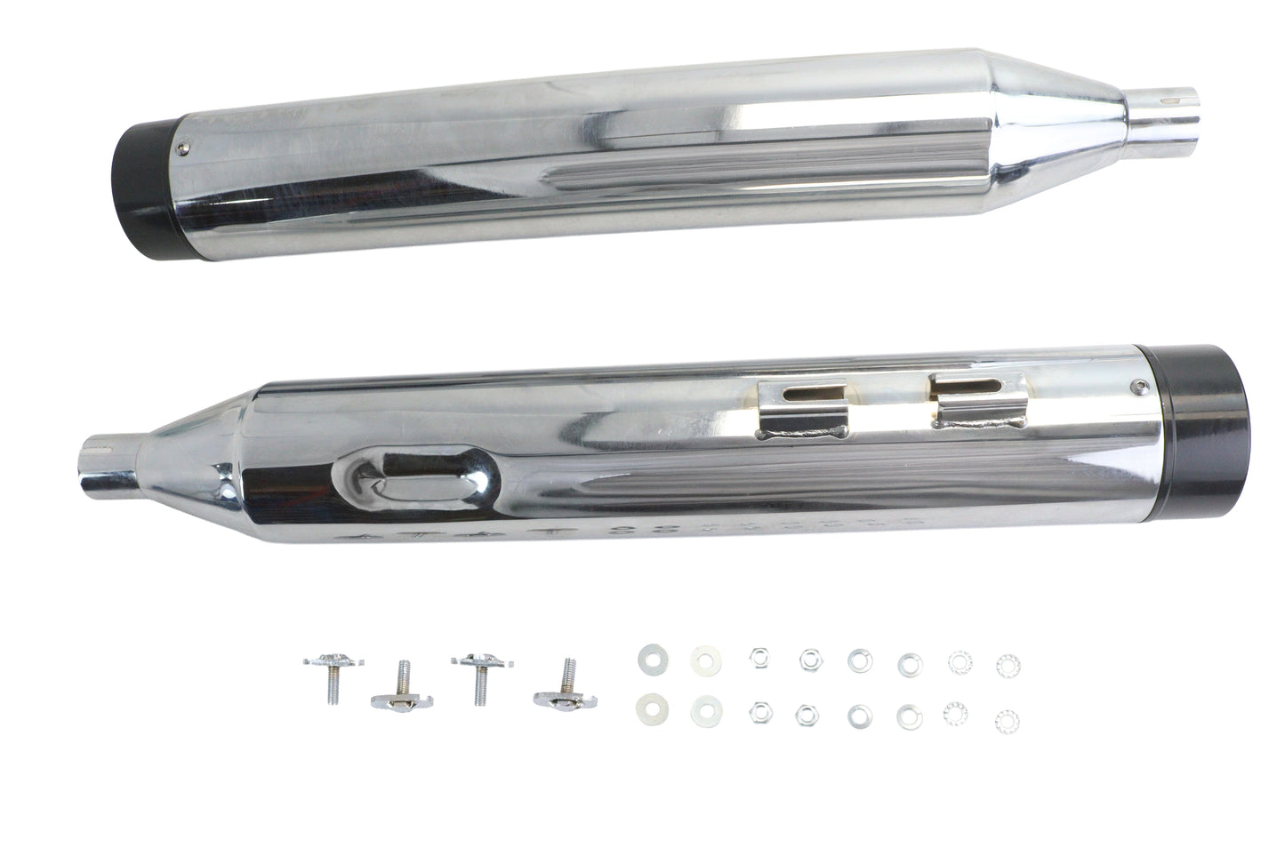 Wyatt Gatling Muffler Set Chrome with Black Contour Tips