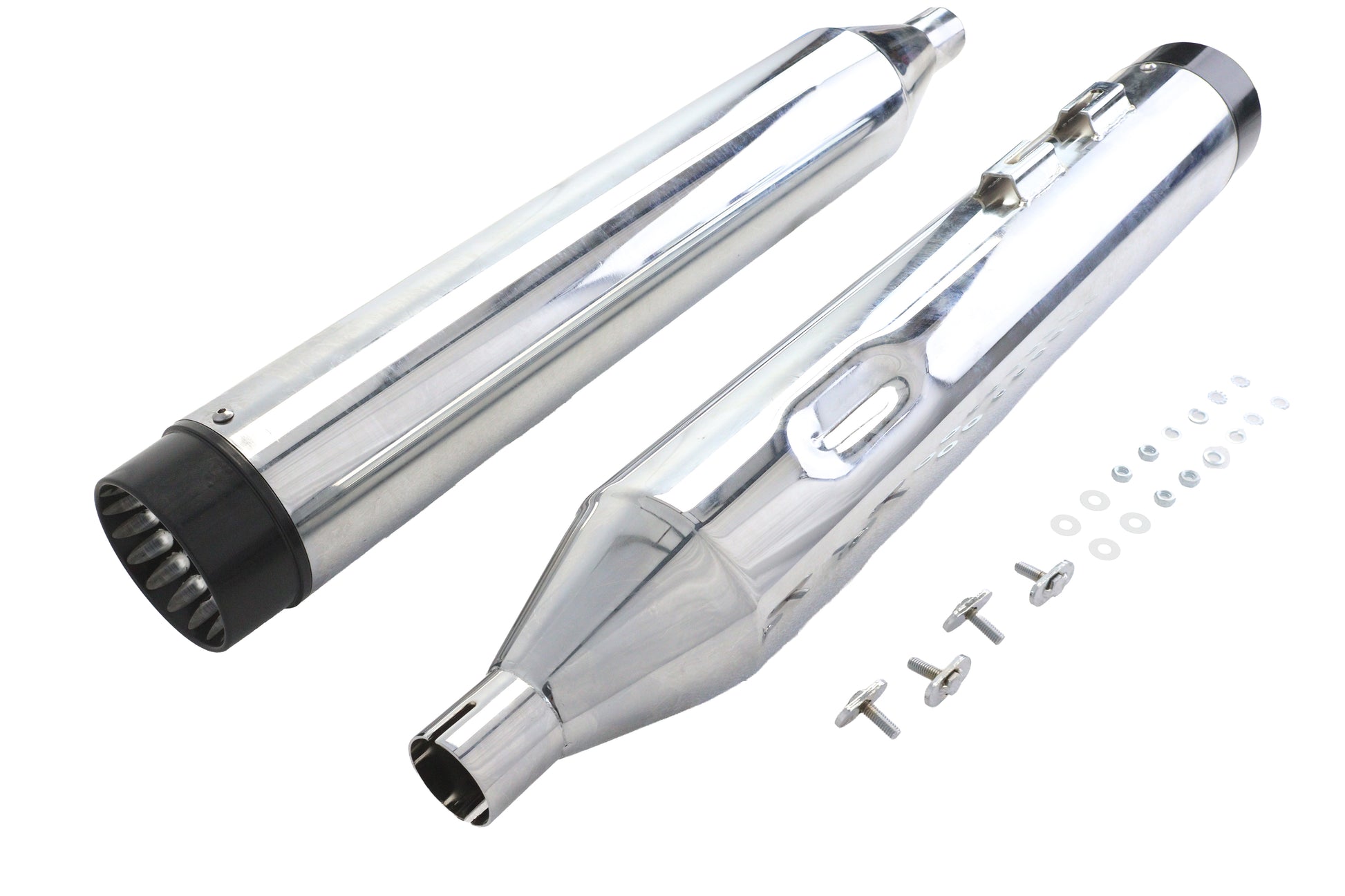 Wyatt Gatling Muffler Set Chrome with Black Contour Tips