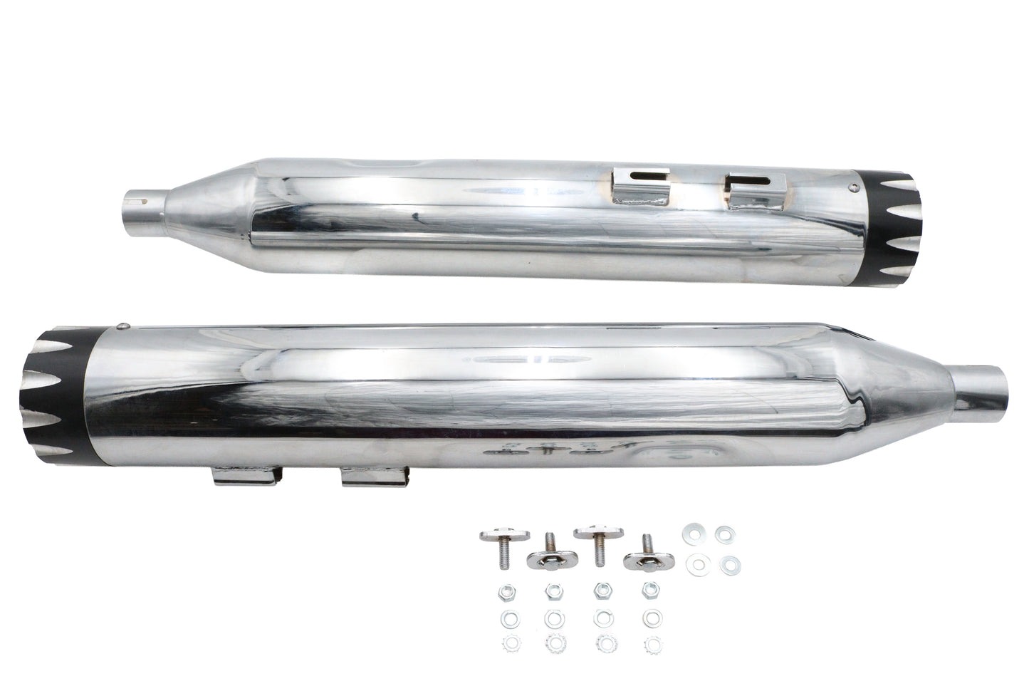 Wyatt Gatling Muffler Set Chrome With Black Revolver Tips
