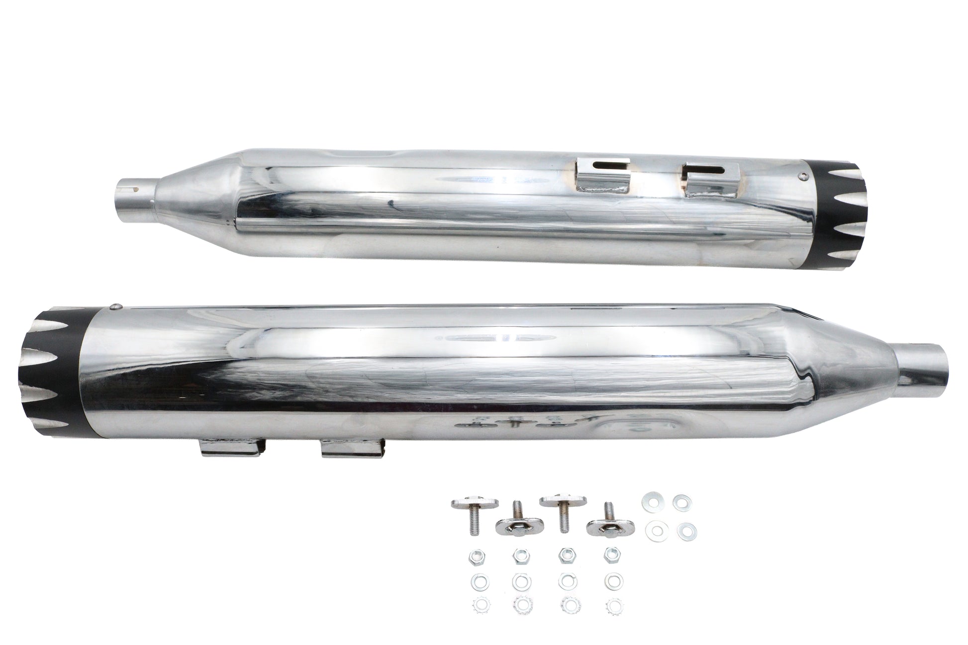 Wyatt Gatling Muffler Set Chrome With Black Revolver Tips