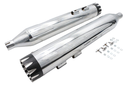 Wyatt Gatling Muffler Set Chrome With Black Revolver Tips