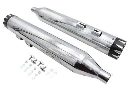 Wyatt Gatling Muffler Set Chrome With Black Revolver Tips