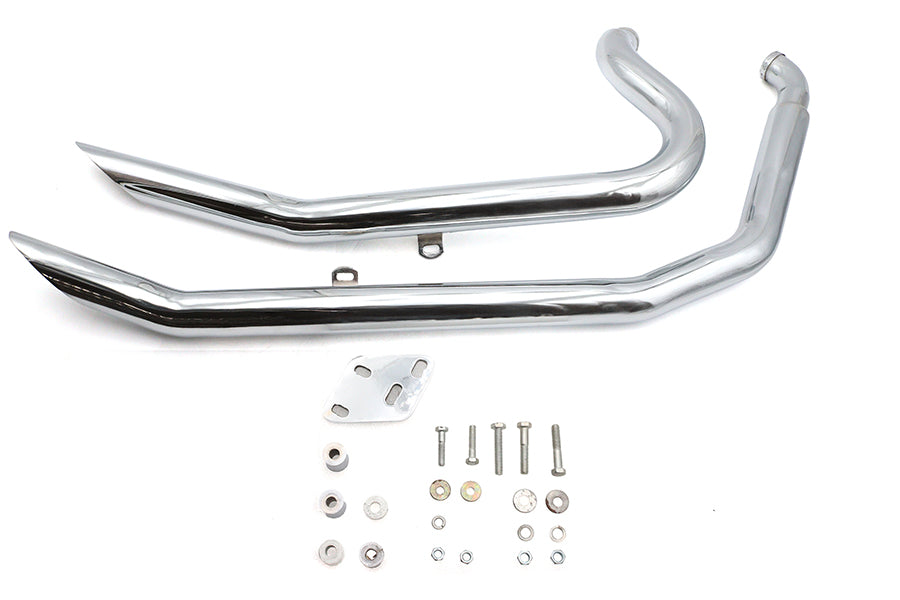 Big Growl Exhaust Upswept Double Barrel Drag Pipe Set Chrome