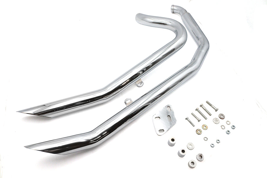 Big Growl Exhaust Upswept Double Barrel Drag Pipe Set Chrome