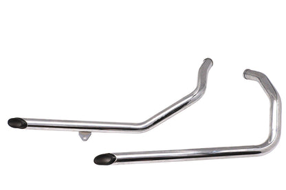 Exhaust Drag Pipe Set Chrome with Black Slash Tips