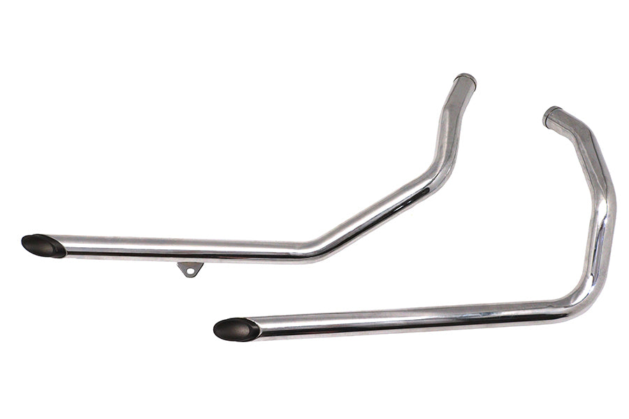Exhaust Drag Pipe Set Chrome with Black Slash Tips