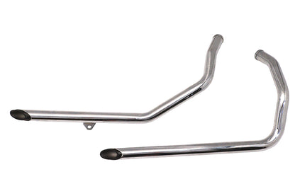 Exhaust Drag Pipe Set Chrome with Black Slash Tips
