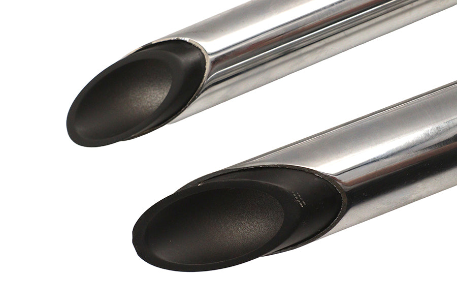 Exhaust Drag Pipe Set Chrome with Black Slash Tips