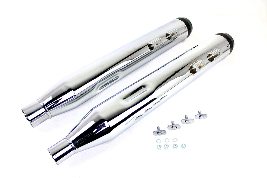 Wyatt Gatling Muffler Set Chrome with Black Taper Tip