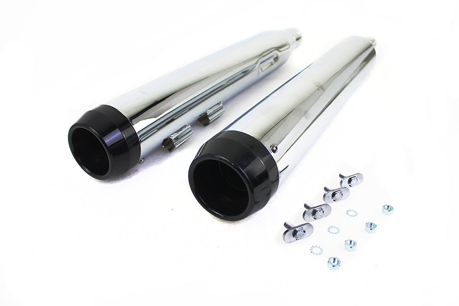 Wyatt Gatling Muffler Set Chrome with Black Taper Tip