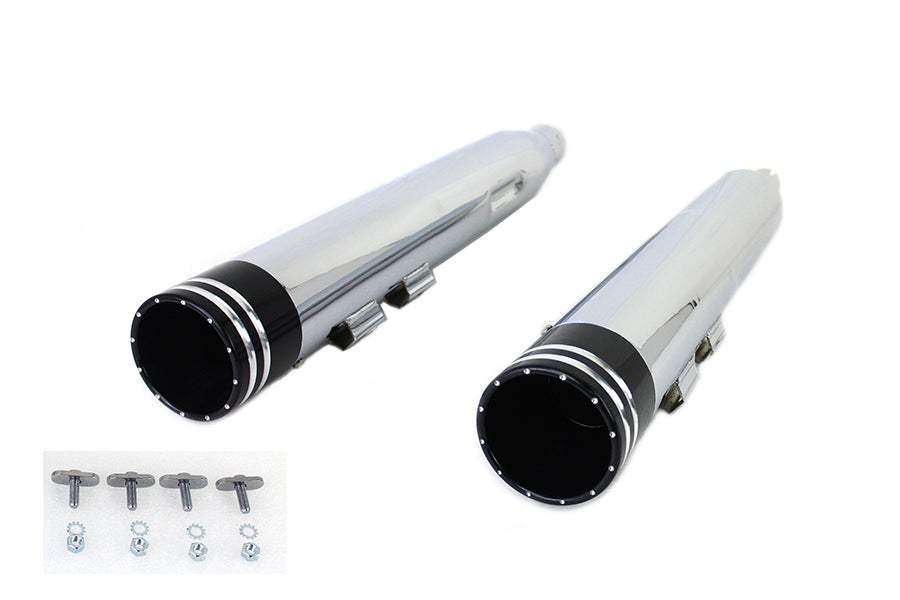 Wyatt Gatling Muffler Set Chrome with Black 2 Ring Comet Tip