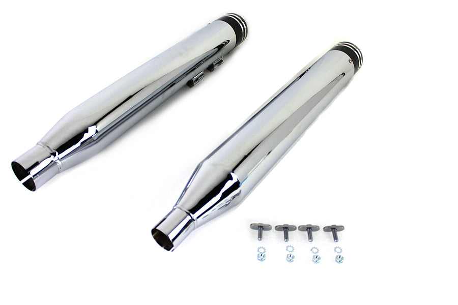 Wyatt Gatling Muffler Set Chrome with Black 2 Ring Comet Tip