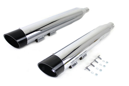 Wyatt Gatling Muffler Set Chrome with Black Slash Down Tip