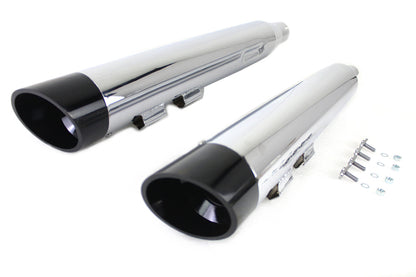 Wyatt Gatling Muffler Set Chrome with Black Slash Down Tip