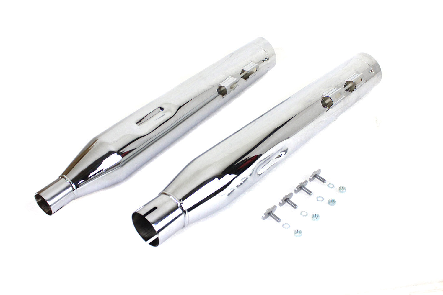 Wyatt Gatling Muffler Set Chrome with Chrome Slash Down Tip
