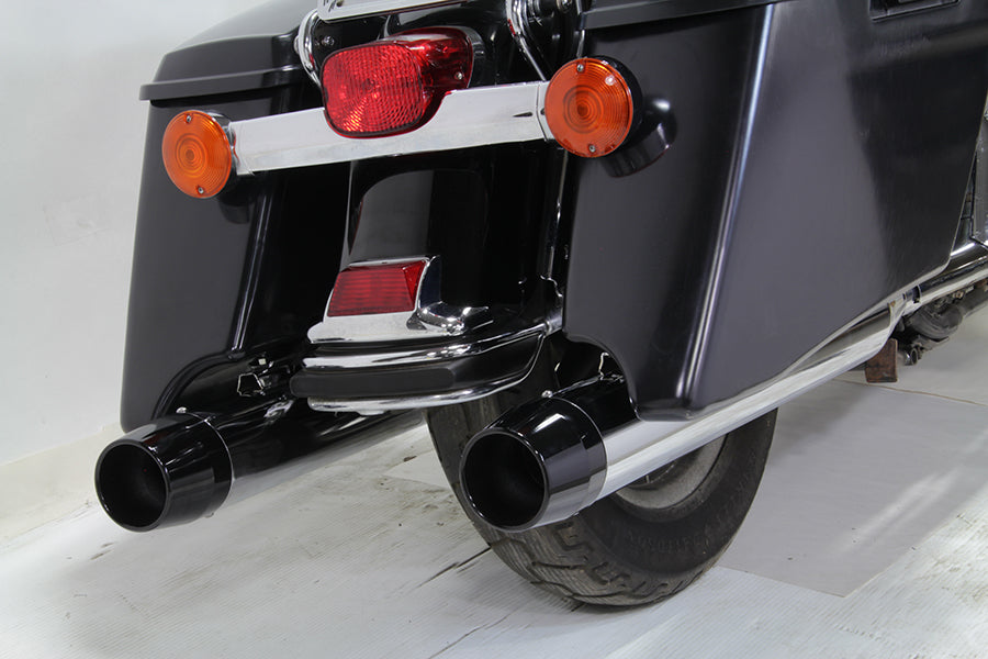 Chrome Muffler Set with Black Medium Tapered End Tips