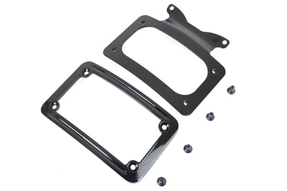Curved License Plate with Frame Black