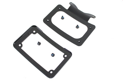 Curved License Plate with Frame Black
