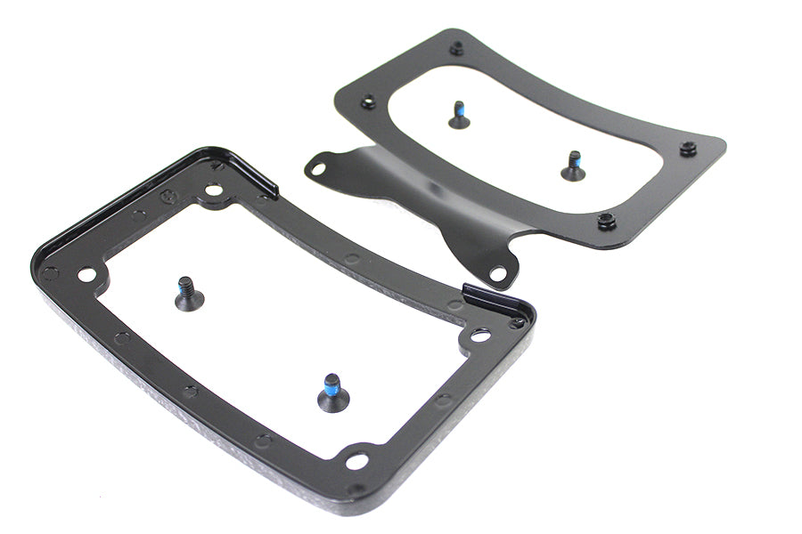 Curved License Plate with Frame Black