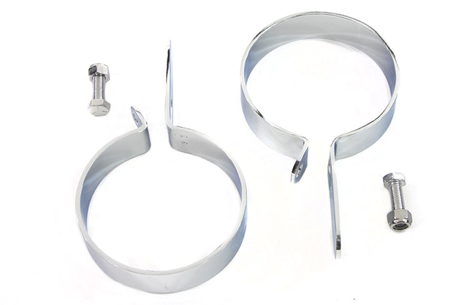 Chrome 3-1/2 Muffler Body and End Hanger Clamp Set