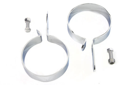 Chrome 3-1/2 Muffler Body and End Hanger Clamp Set
