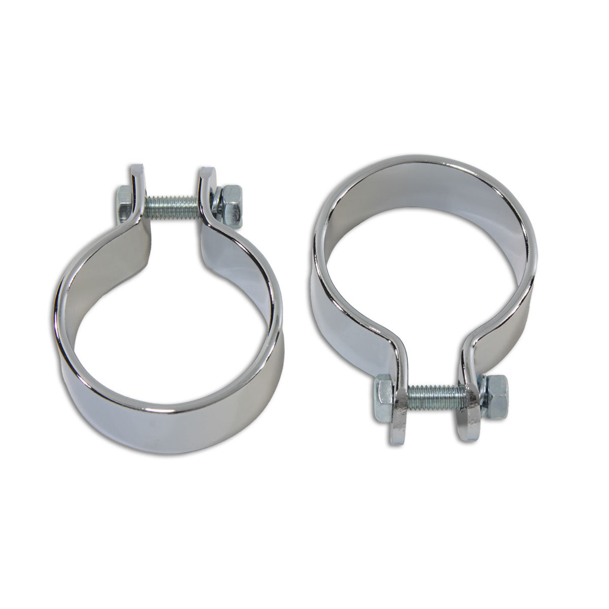 Chrome 1-3/4 Muffler Body and End Clamp Set