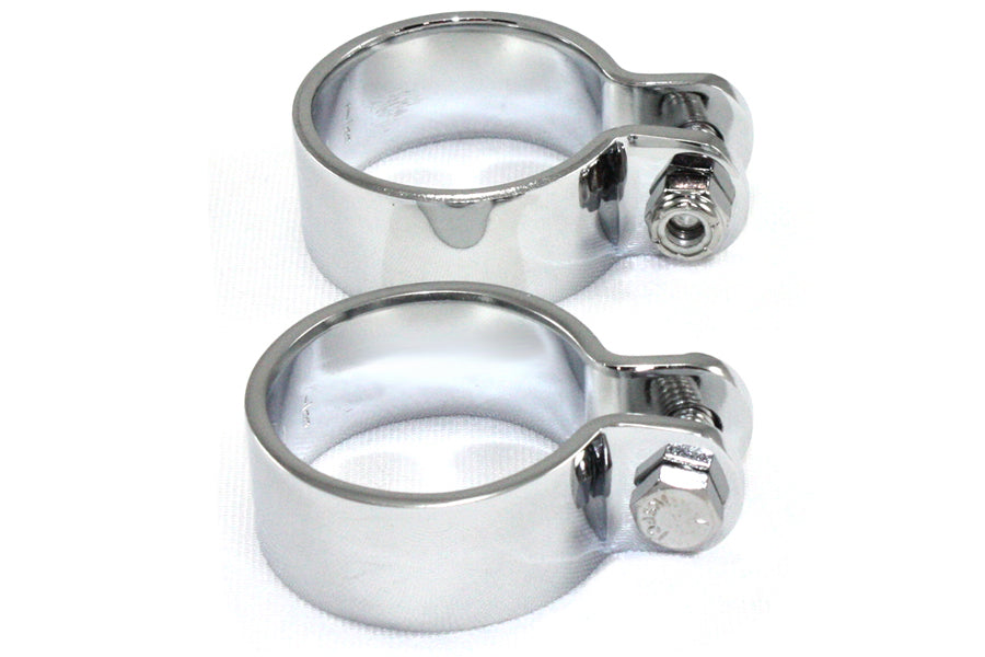 Chrome 1-7/8 Heavy Muffler Body and End Clamp Set