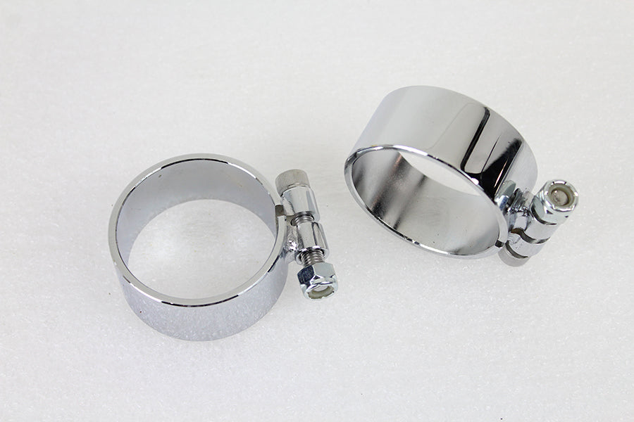 Chrome 2-1/8 Wide Muffler Body and End Clamp Set