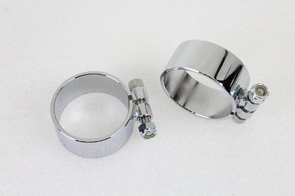 Chrome 2-1/8 Wide Muffler Body and End Clamp Set