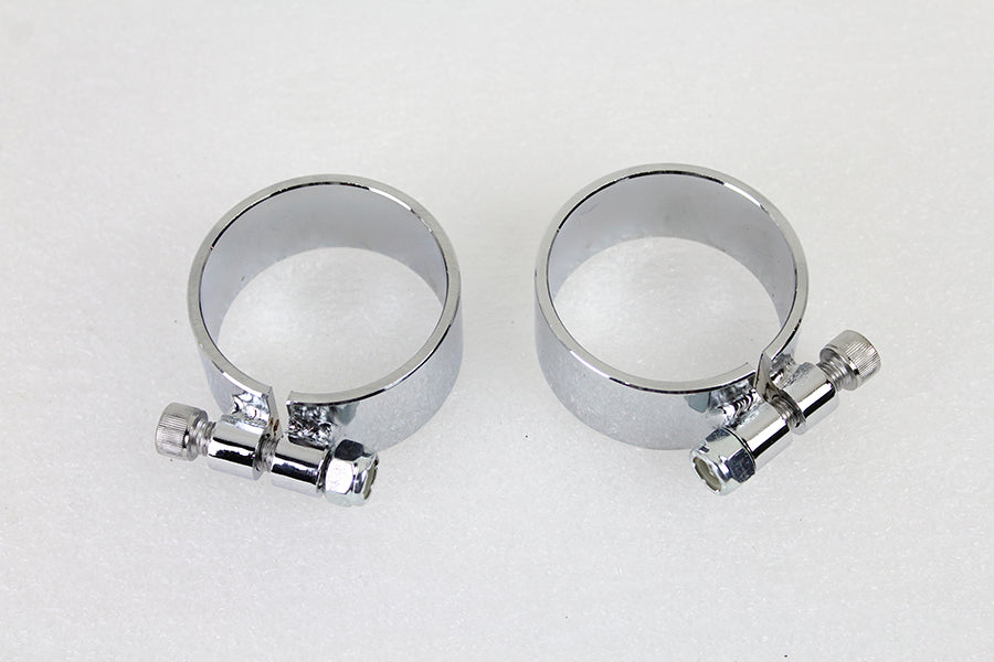 Chrome 2-1/8 Wide Muffler Body and End Clamp Set