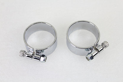 Chrome 2-1/8 Wide Muffler Body and End Clamp Set