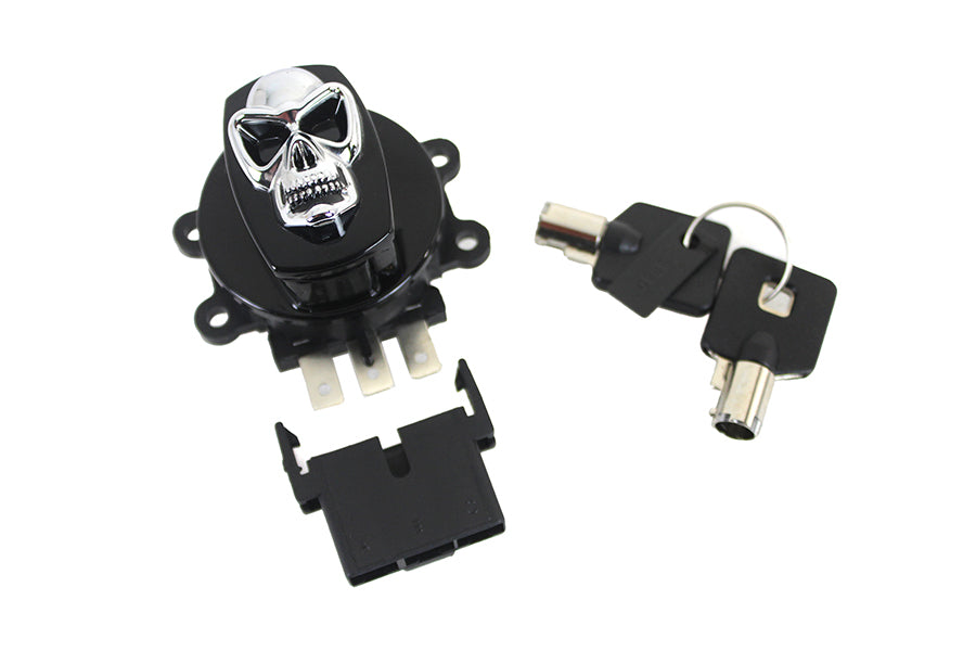 Black Ignition Switch with Chrome Skull