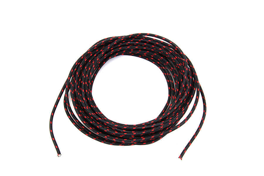 Black with Red Dot 25' Braided Wire