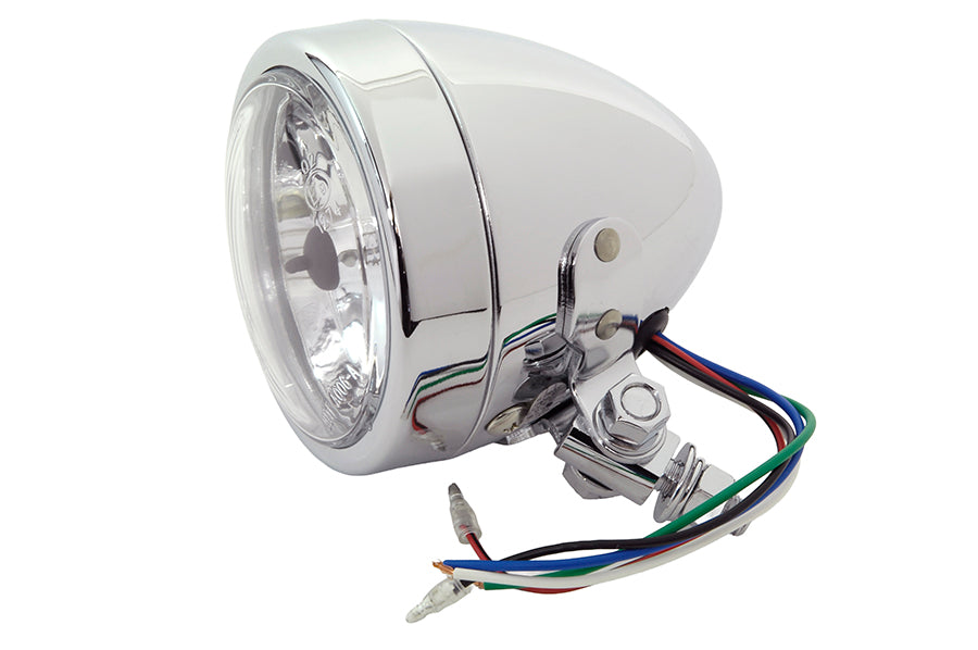 4 Round Headlamp 12 Volt Chrome