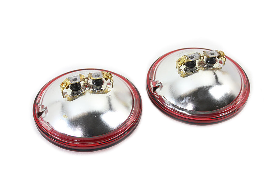 Red 4-1/2 12 Volt Sealed Beam Spotlamp Set