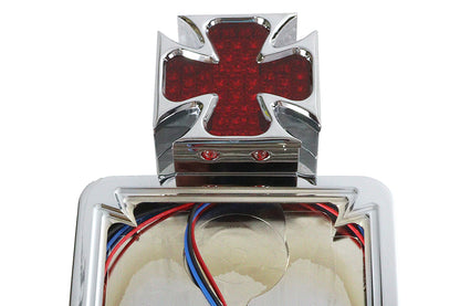 Chrome Maltese LED Tail Lamp License Plate Assembly