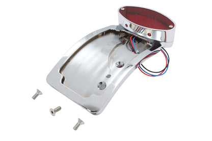 Chrome Cateye LED Tail Lamp License Plate Assembly