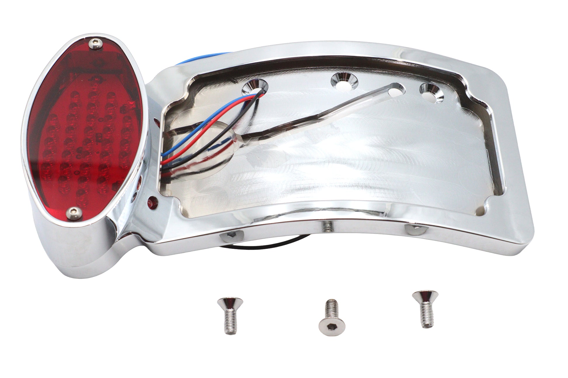 Chrome Cateye LED Tail Lamp License Plate Assembly