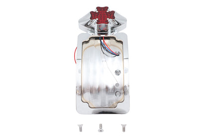 Chrome Maltese LED Tail Lamp License Plate Assembly