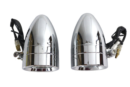 Chrome Torpedo Marker Lamp Set with Clear Lens