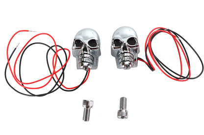 2 Chrome Skull Marker Lamp with Red LED