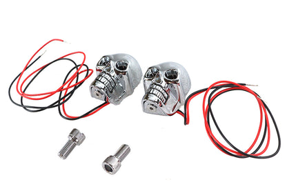2 Chrome Skull Marker Lamp with Red LED
