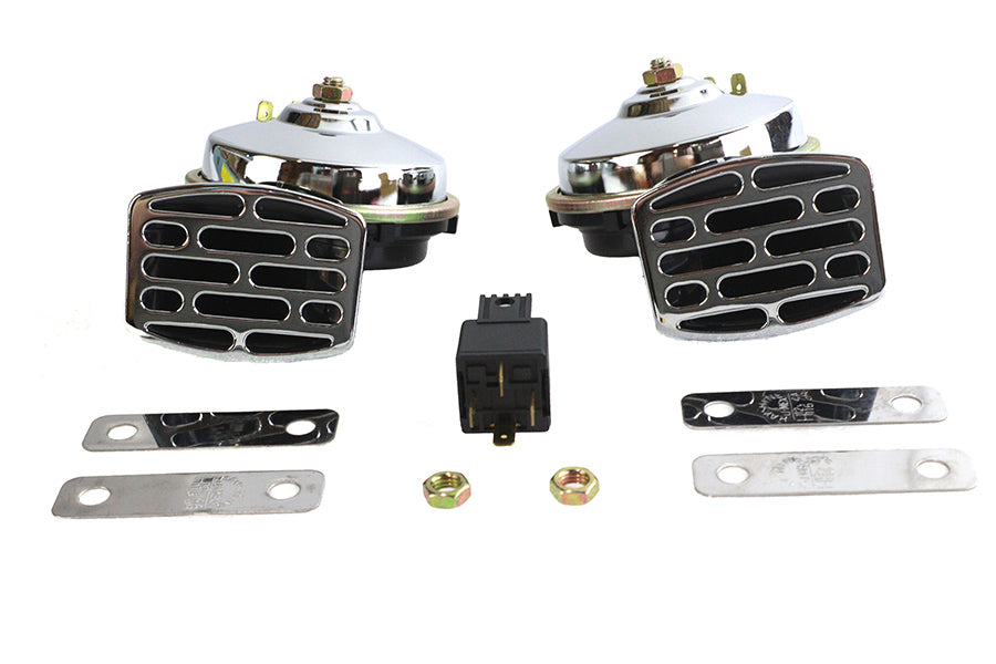 Chrome 12 Volt Twin Horn Set