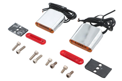 Square Red and Amber Lens Marker Lamp Set