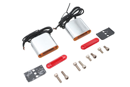 Square Red and Amber Lens Marker Lamp Set