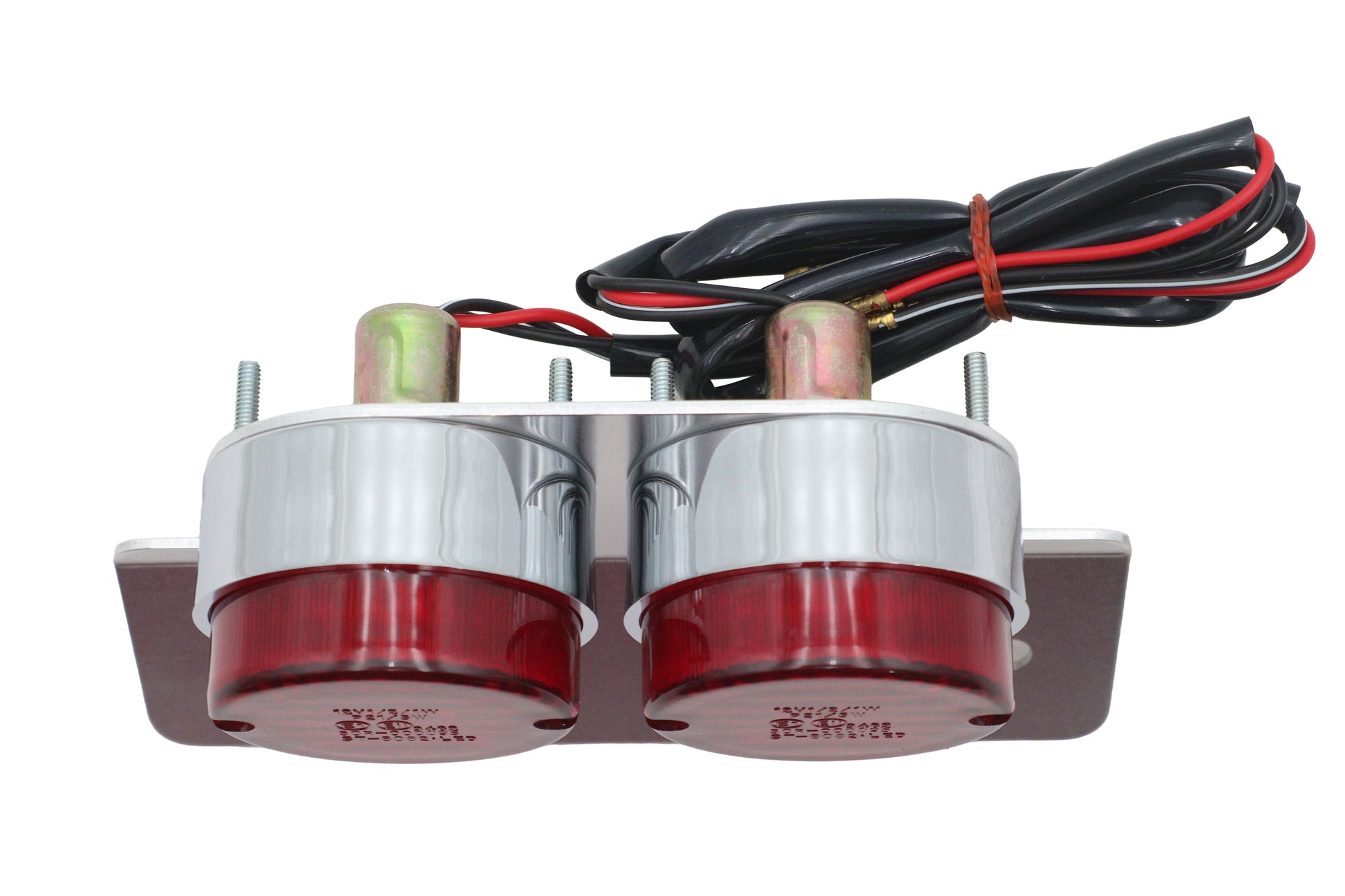Chrome Twin Round Tail Lamp with Alloy License Bracket