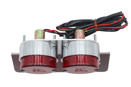 Chrome Twin Round Tail Lamp with Alloy License Bracket