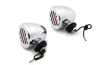 Chrome Shielded Bullet Marker Lamp Set with Amber Lens