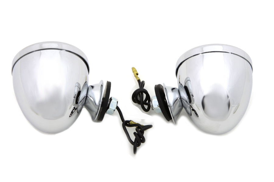 Chrome Shielded Bullet Marker Lamp Set with Amber Lens