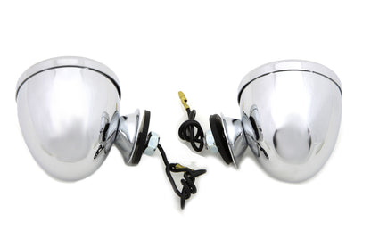 Chrome Shielded Bullet Marker Lamp Set with Amber Lens